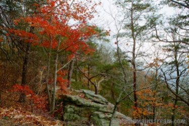 More red above an outcropping of rocks
